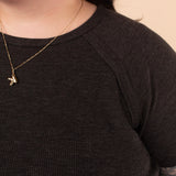 Ada Waffle Knit Top in Black