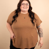 Ada Waffle Knit Top in Caramel