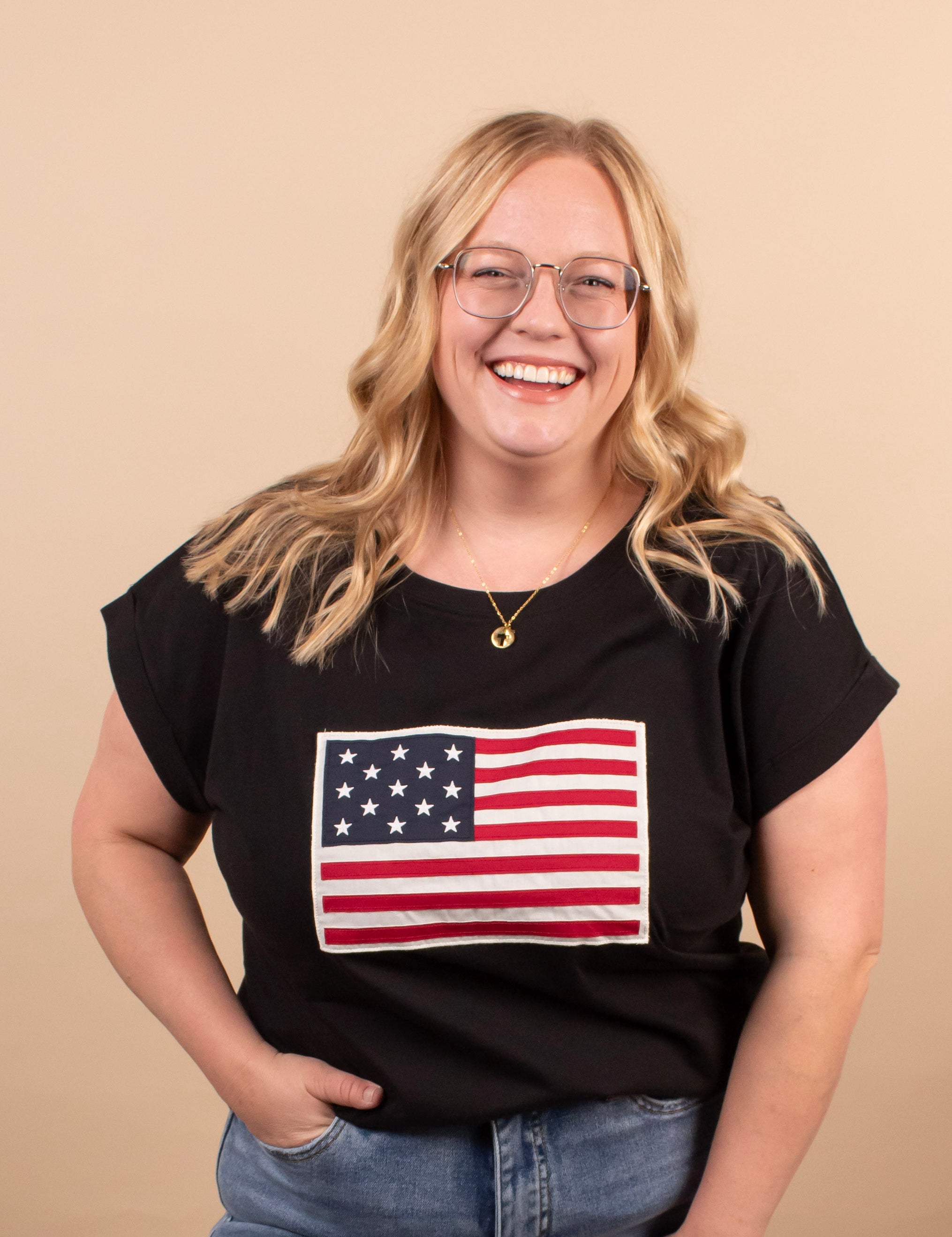 All-American Flag Tee – Black - K & Company