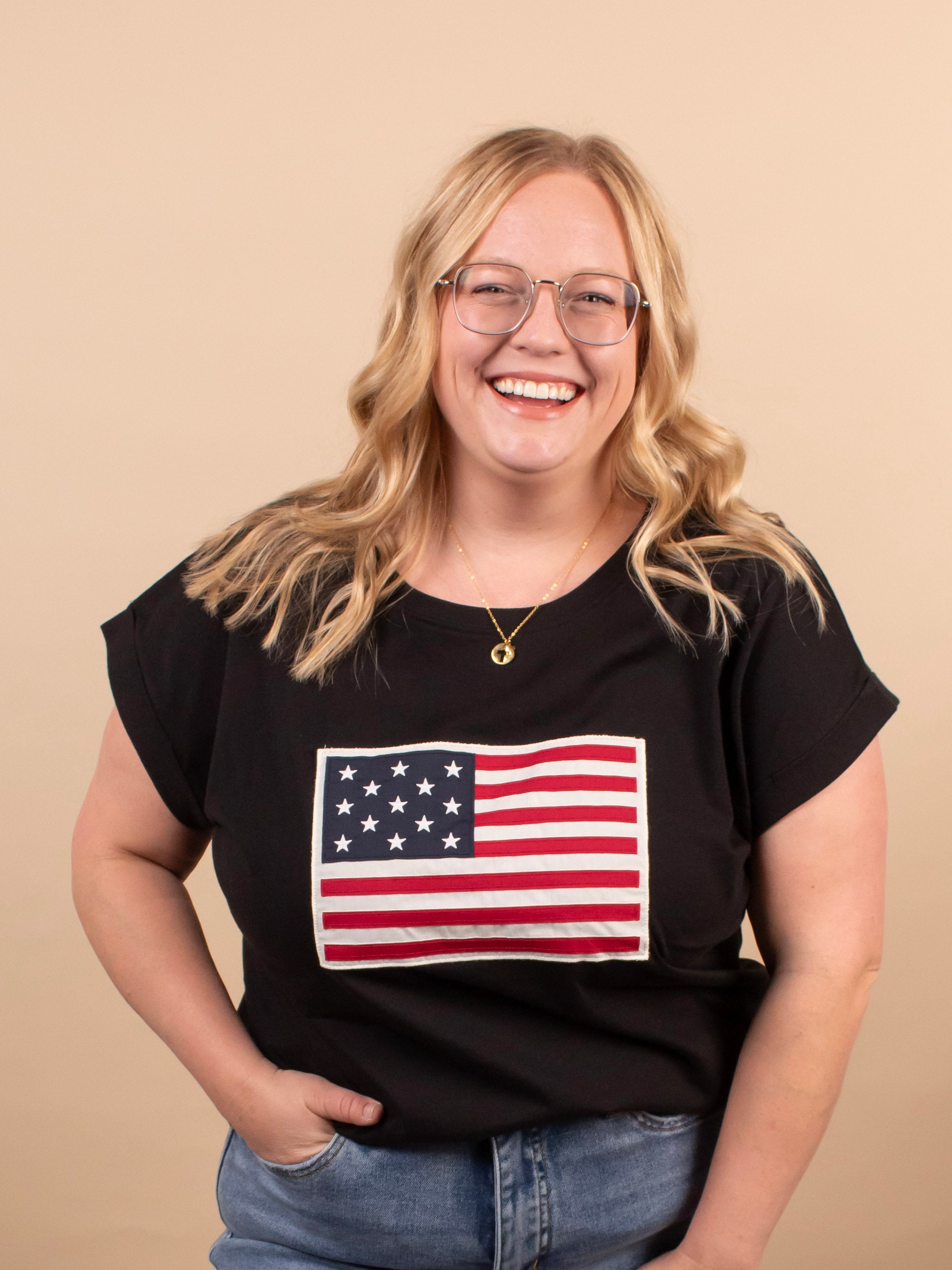 All-American Flag Tee – Black - K & Company