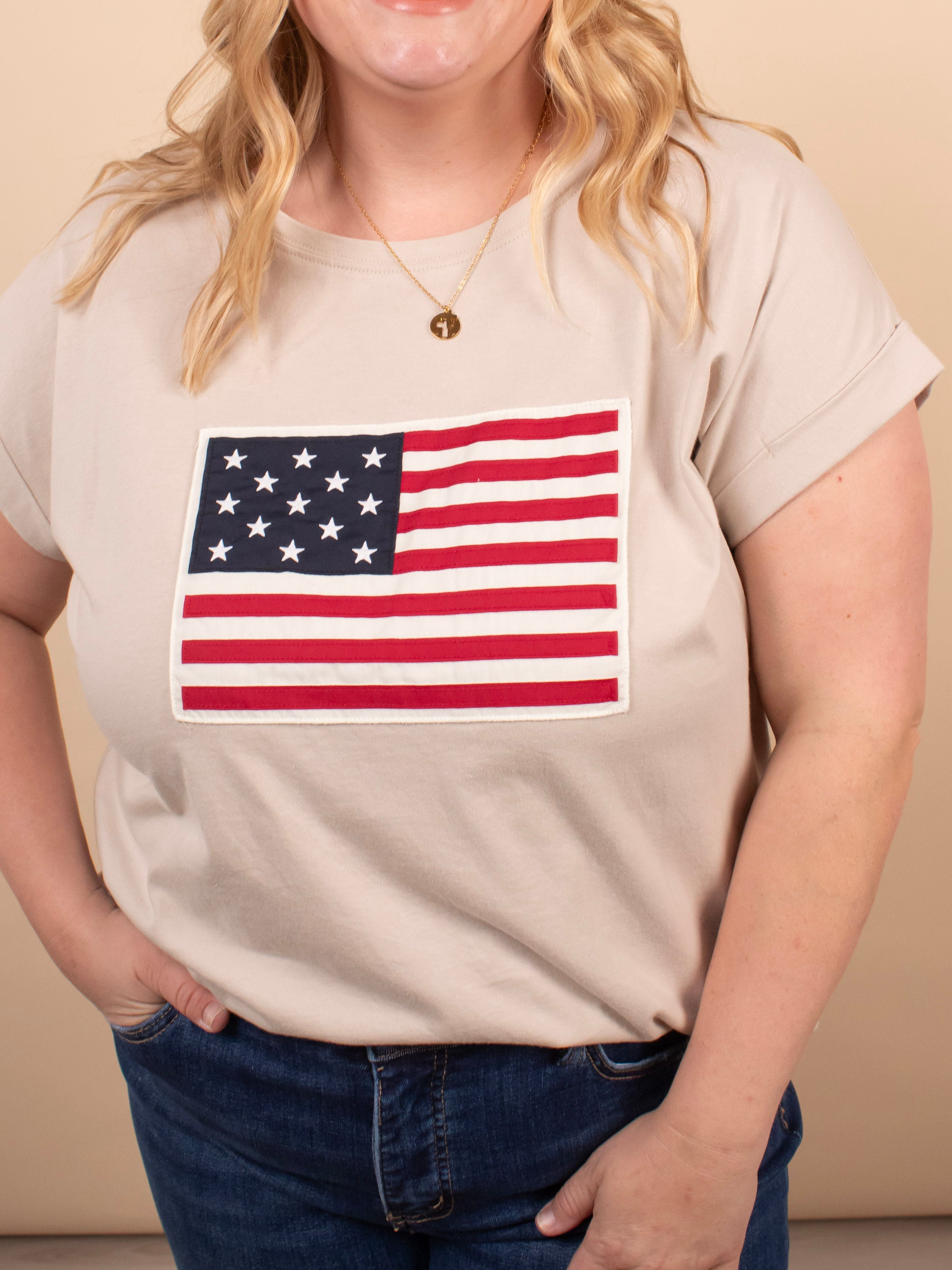 All-American Flag Tee – Sand - K & Company