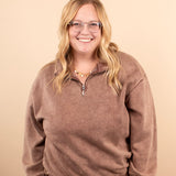 All Day Comfort Half Zip Pullover in Coffee