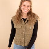 Amelia Quilted Vest in Olive