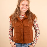 Amelia Quilted Vest in Rust