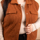 Amelia Quilted Vest in Rust