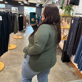 Andie Waffle Knit Long Sleeve Top - Olive
