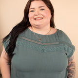 Annalise Lace Trim Top in Dusty Teal