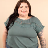Annalise Lace Trim Top in Dusty Teal