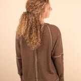 Apple Cider Waffle Knit Top in Chocolate