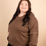 Apple Cider Waffle Knit Top in Chocolate