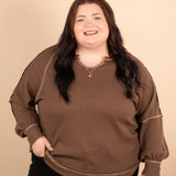 Apple Cider Waffle Knit Top in Chocolate