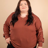 Apple Cider Waffle Knit Top in Cinnamon