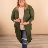 Aspen Ribbed Cardigan in Forest Green