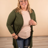 Aspen Ribbed Cardigan in Forest Green