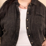 Autumn Skies Gauze Button Down in Ash Black