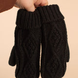 Black Cable Knit Mittens