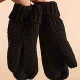 Black Cable Knit Mittens