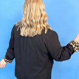 Black Leopard Lined Blazer