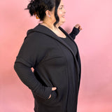 Black Longline Hooded Cardigan