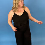 Black Ribbed Double Layer Jumpsuit - K & Company