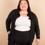 Black Soft Ribbed Longline Cardigan (Set-Cardigan Only)