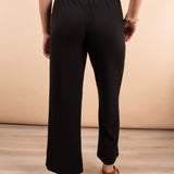 Black Soft Ribbed Wide Leg Pants (Set-Pants only)