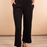 Black Soft Ribbed Wide Leg Pants (Set-Pants only)