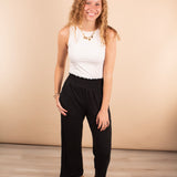 Black Soft Ribbed Wide Leg Pants (Set-Pants only)