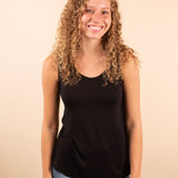 Black Solid Knit Sleeveless Tank Top