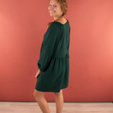 Bonnie Bubble Sleeve Peplum Dress in Hunter Green