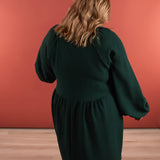 Bonnie Bubble Sleeve Peplum Dress in Hunter Green