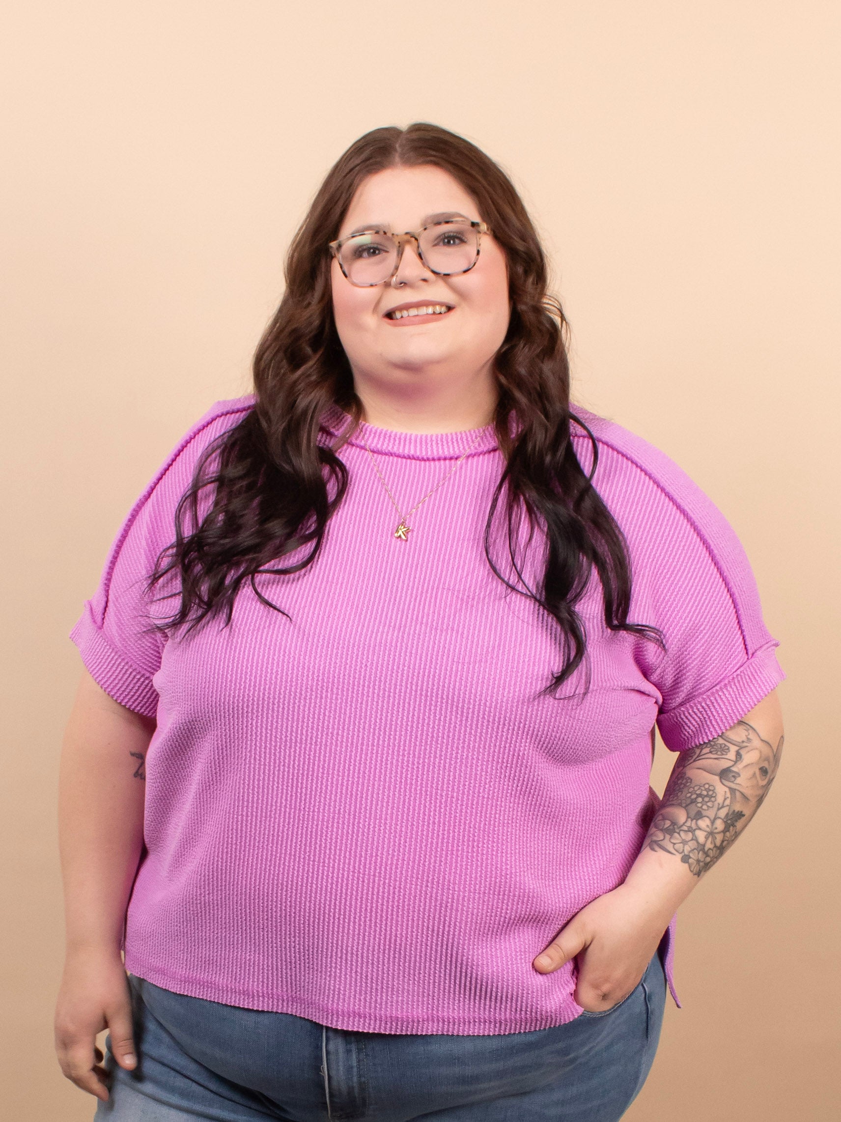 Breezy Textured Tee - Blush Orchid - K & Company