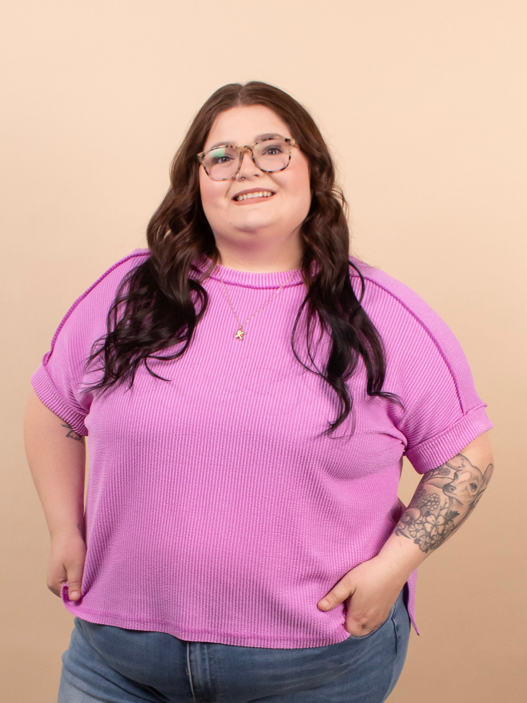 Breezy Textured Tee - Blush Orchid - K & Company