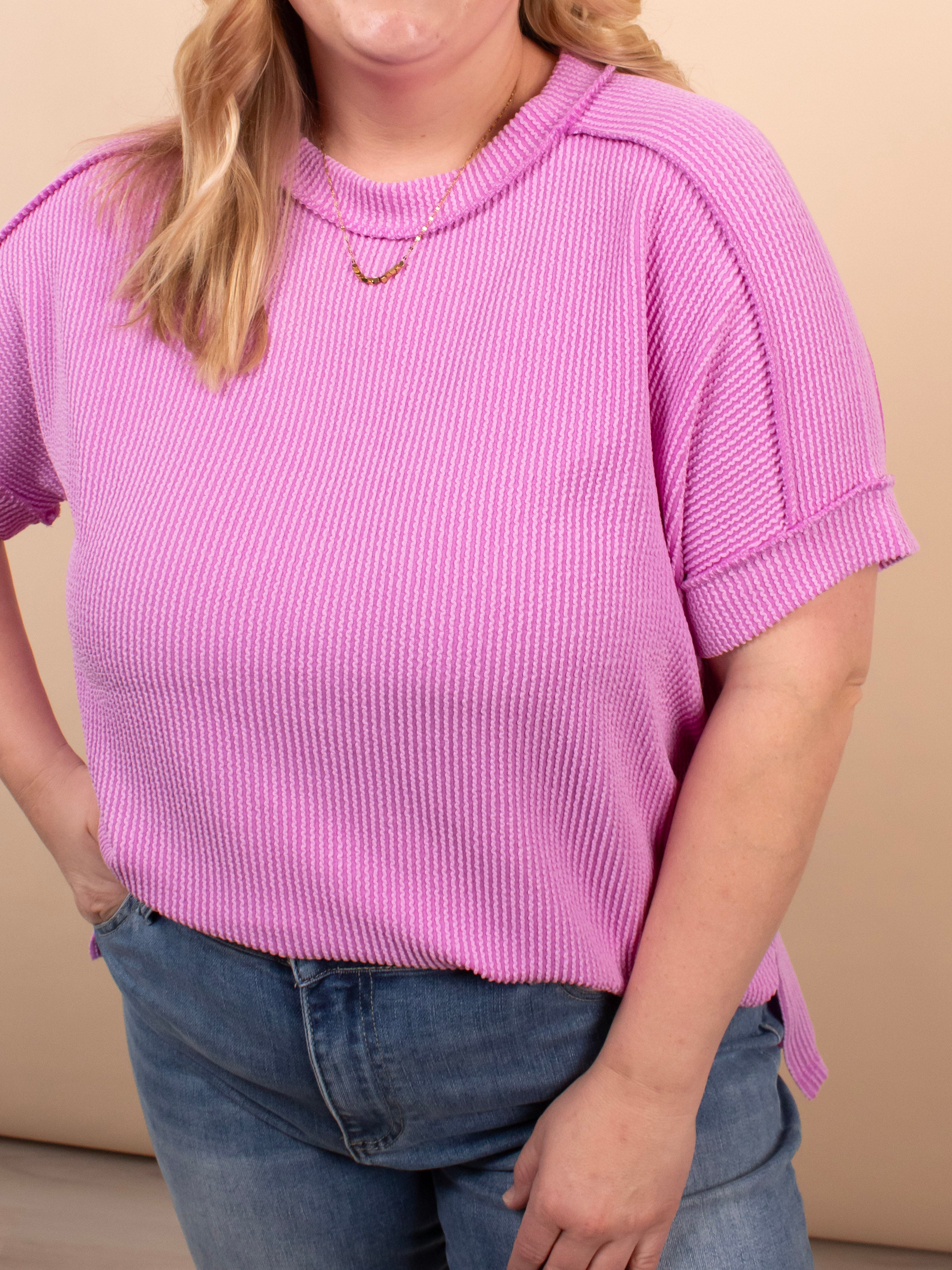 Breezy Textured Tee - Blush Orchid - K & Company