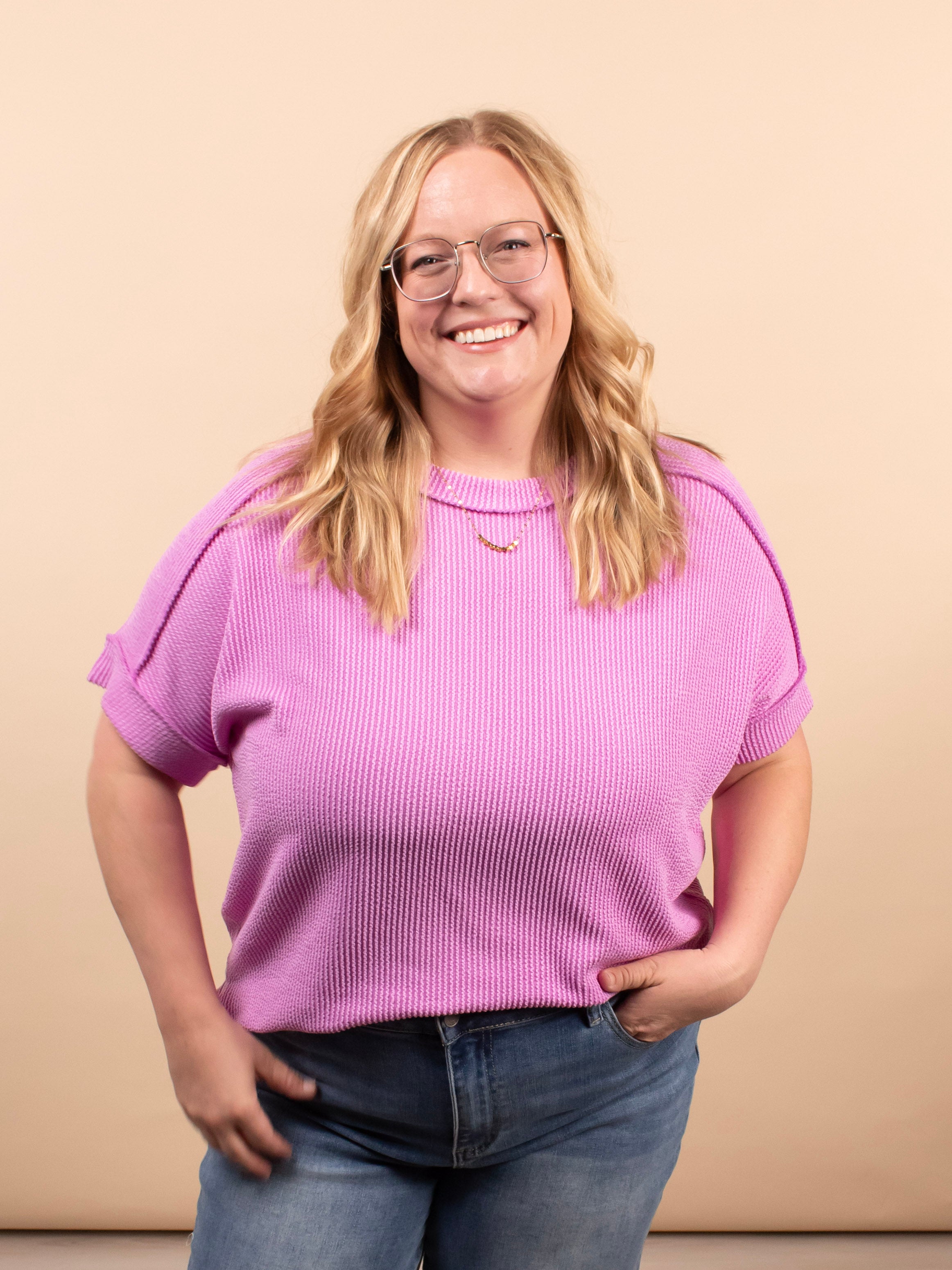 Breezy Textured Tee - Blush Orchid - K & Company