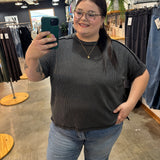 Breezy Textured Tee - Charcoal