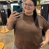 Breezy Textured Tee - Chocolate