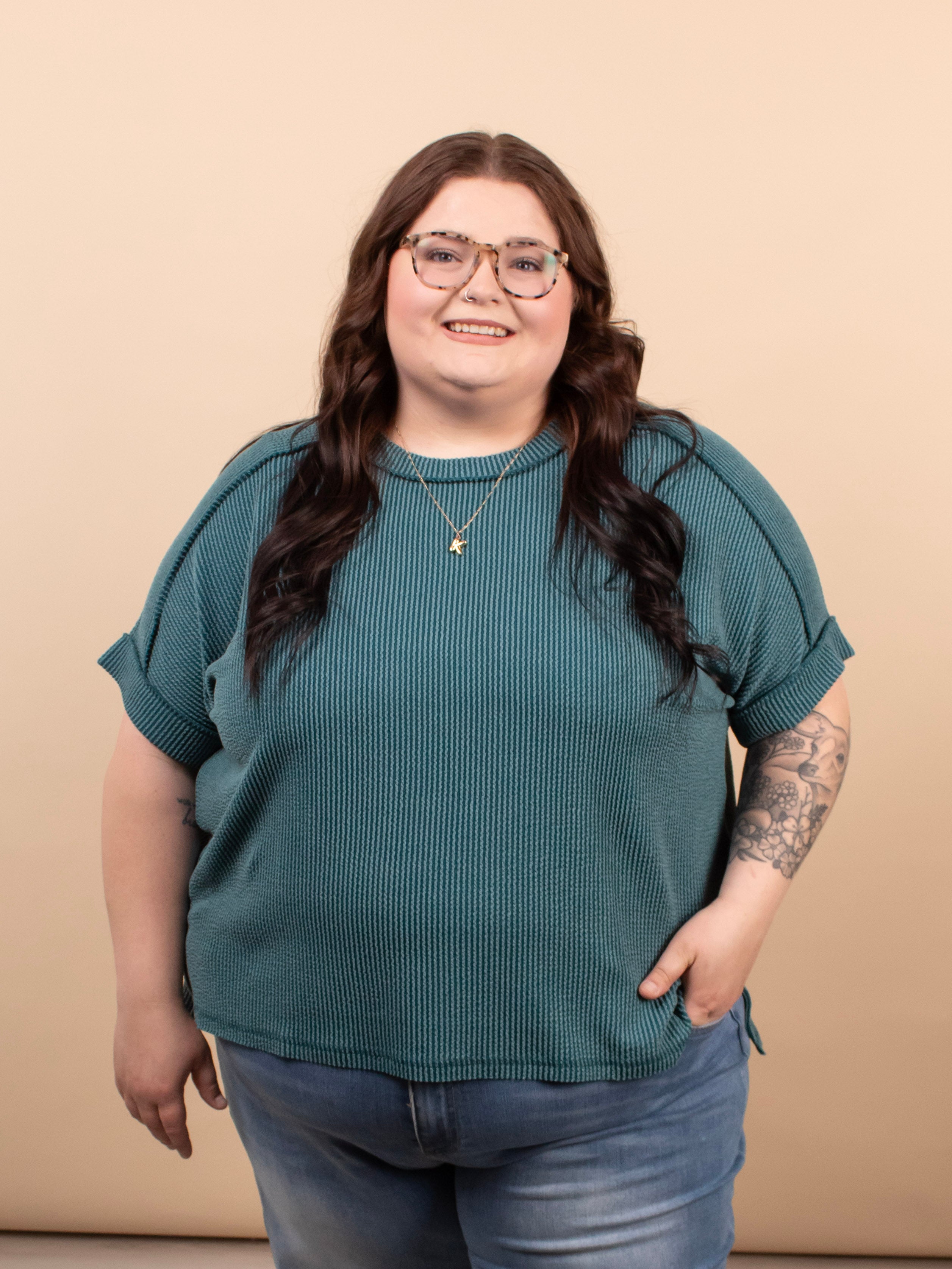 Breezy Textured Tee - Ocean Teal - K & Company