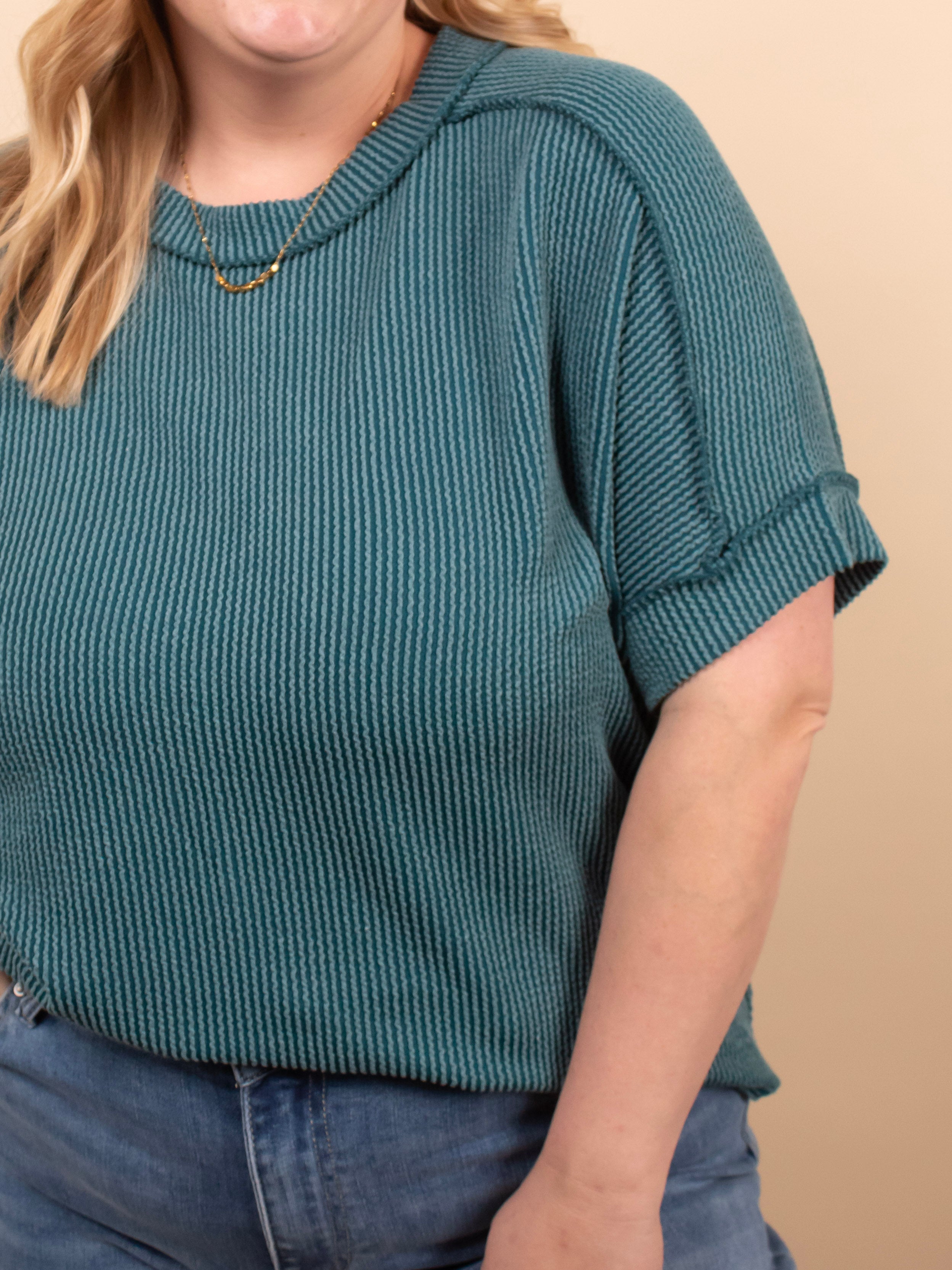 Breezy Textured Tee - Ocean Teal - K & Company