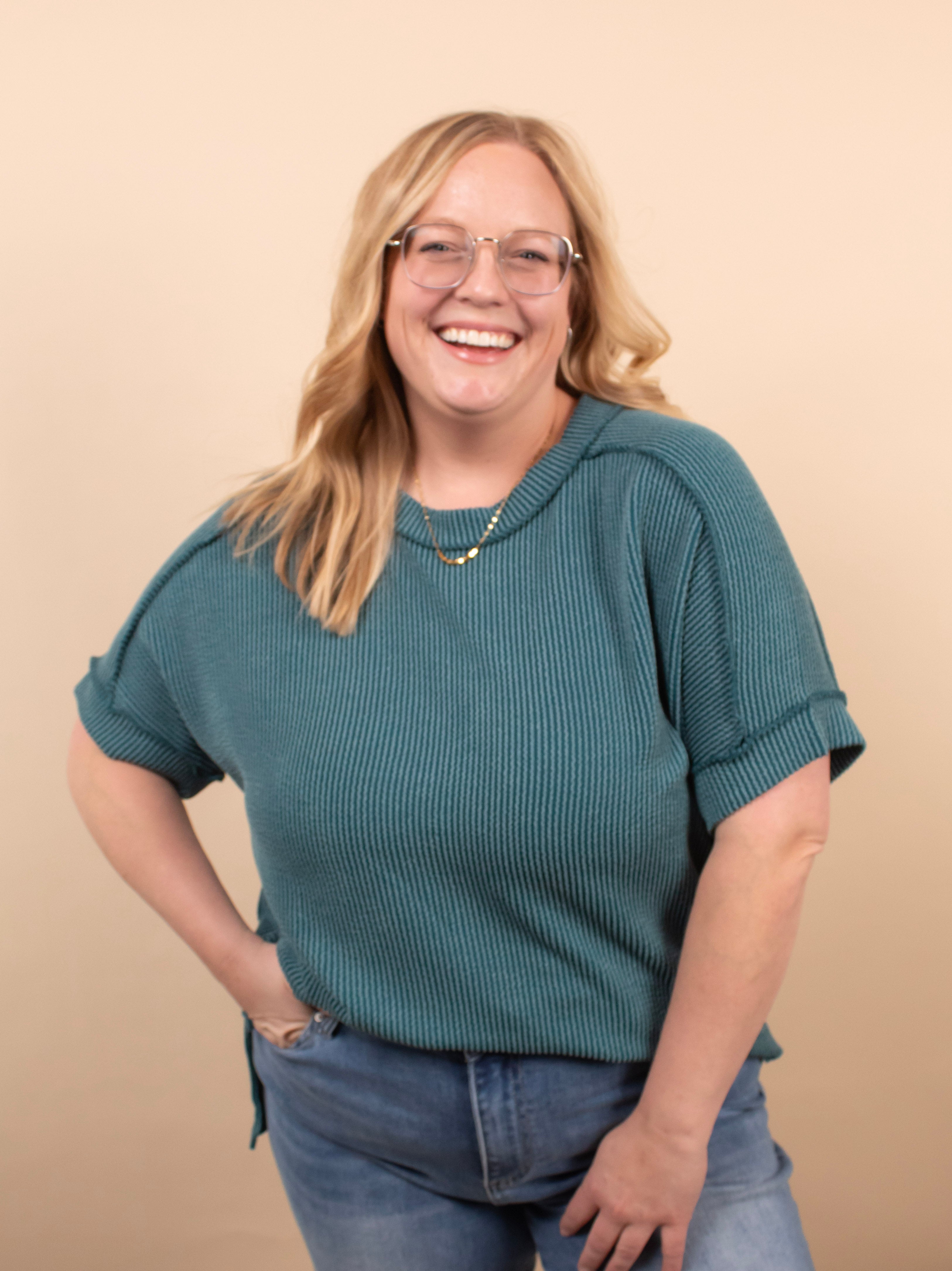 Breezy Textured Tee - Ocean Teal - K & Company