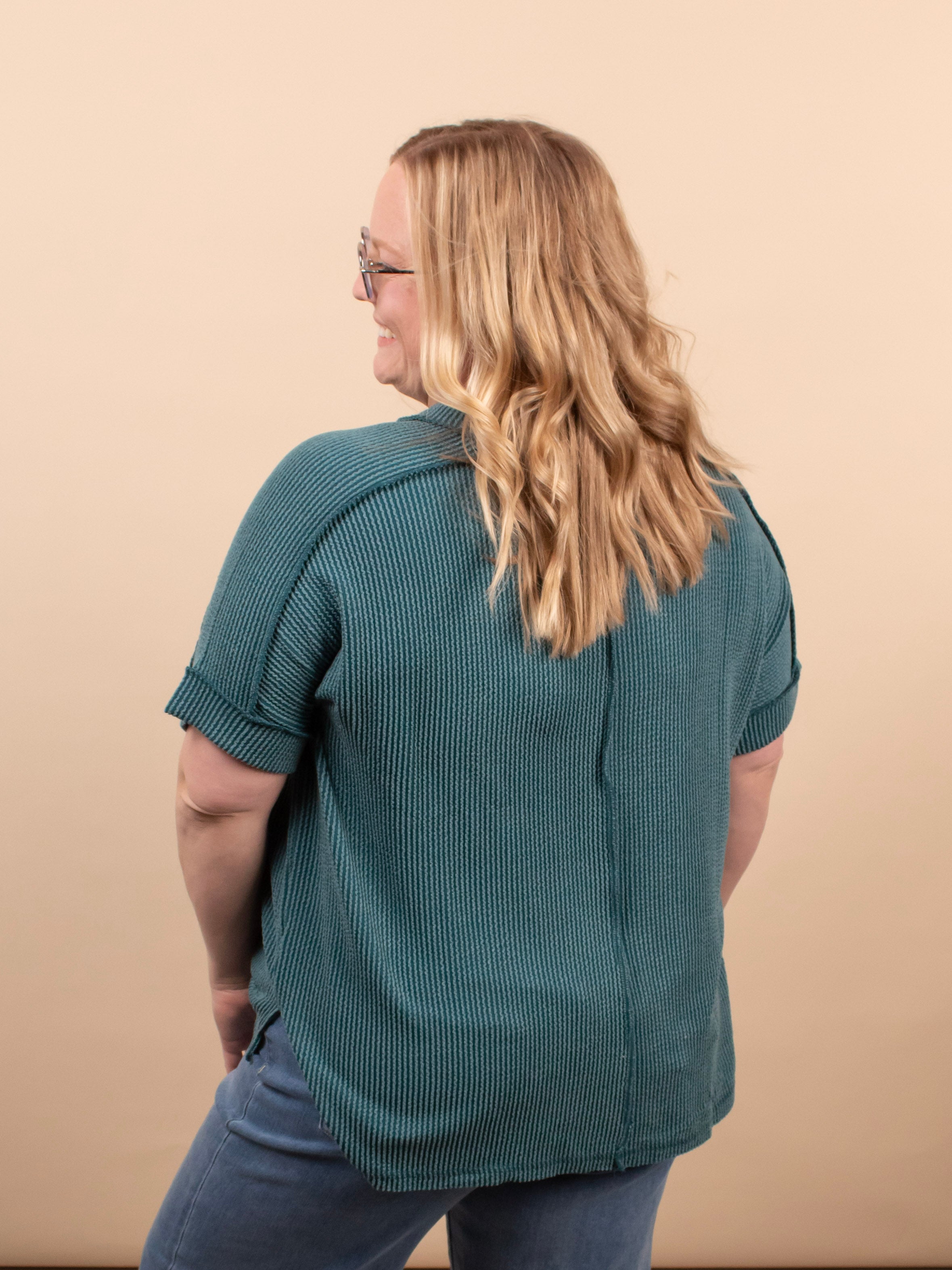 Breezy Textured Tee - Ocean Teal - K & Company