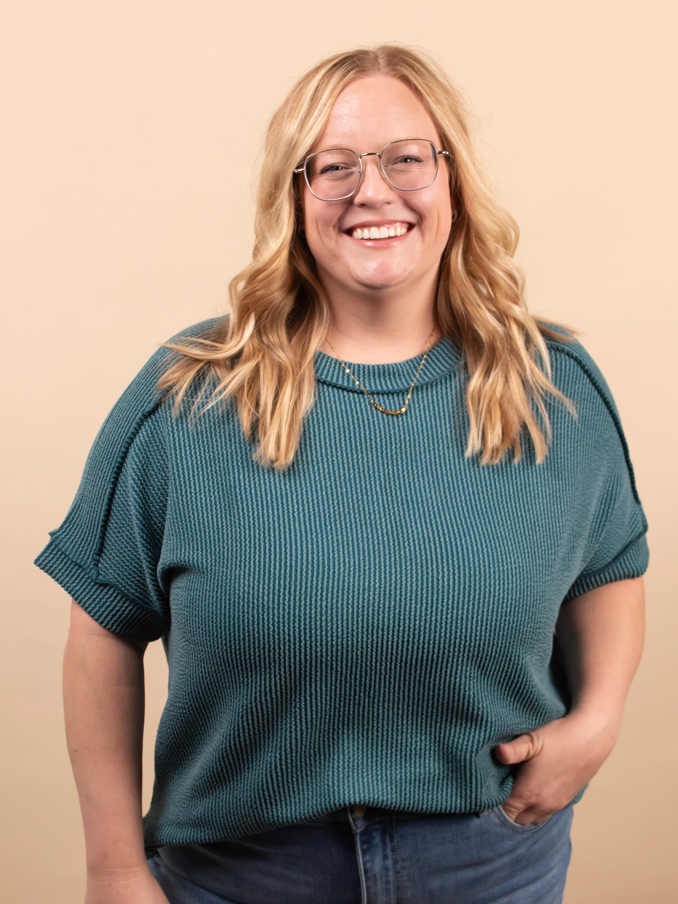 Breezy Textured Tee - Ocean Teal - K & Company