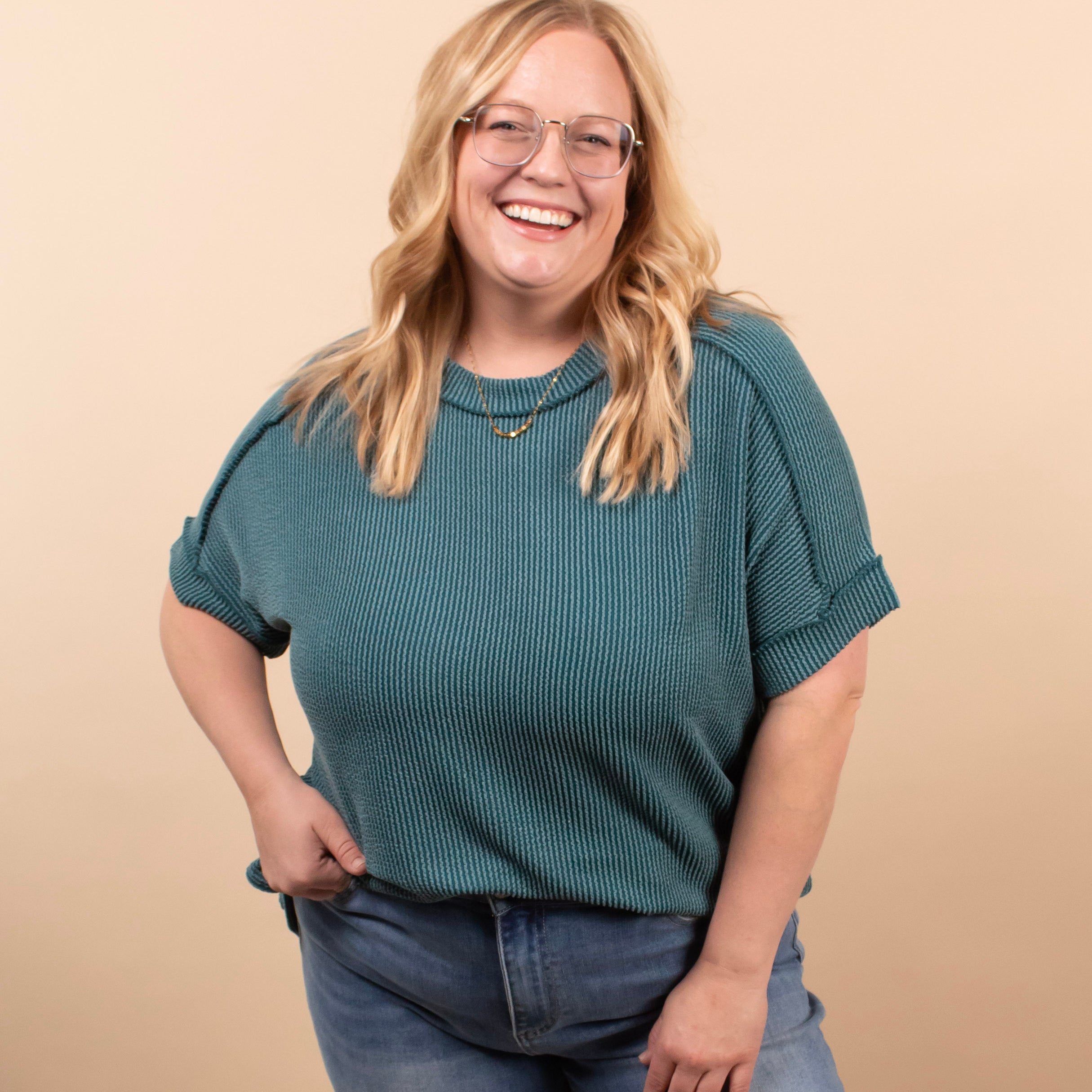 Breezy Textured Tee - Ocean Teal - K & Company