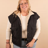 Briar Reversible Puffer Vest in Black/Ivory