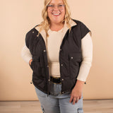 Briar Reversible Puffer Vest in Black/Ivory