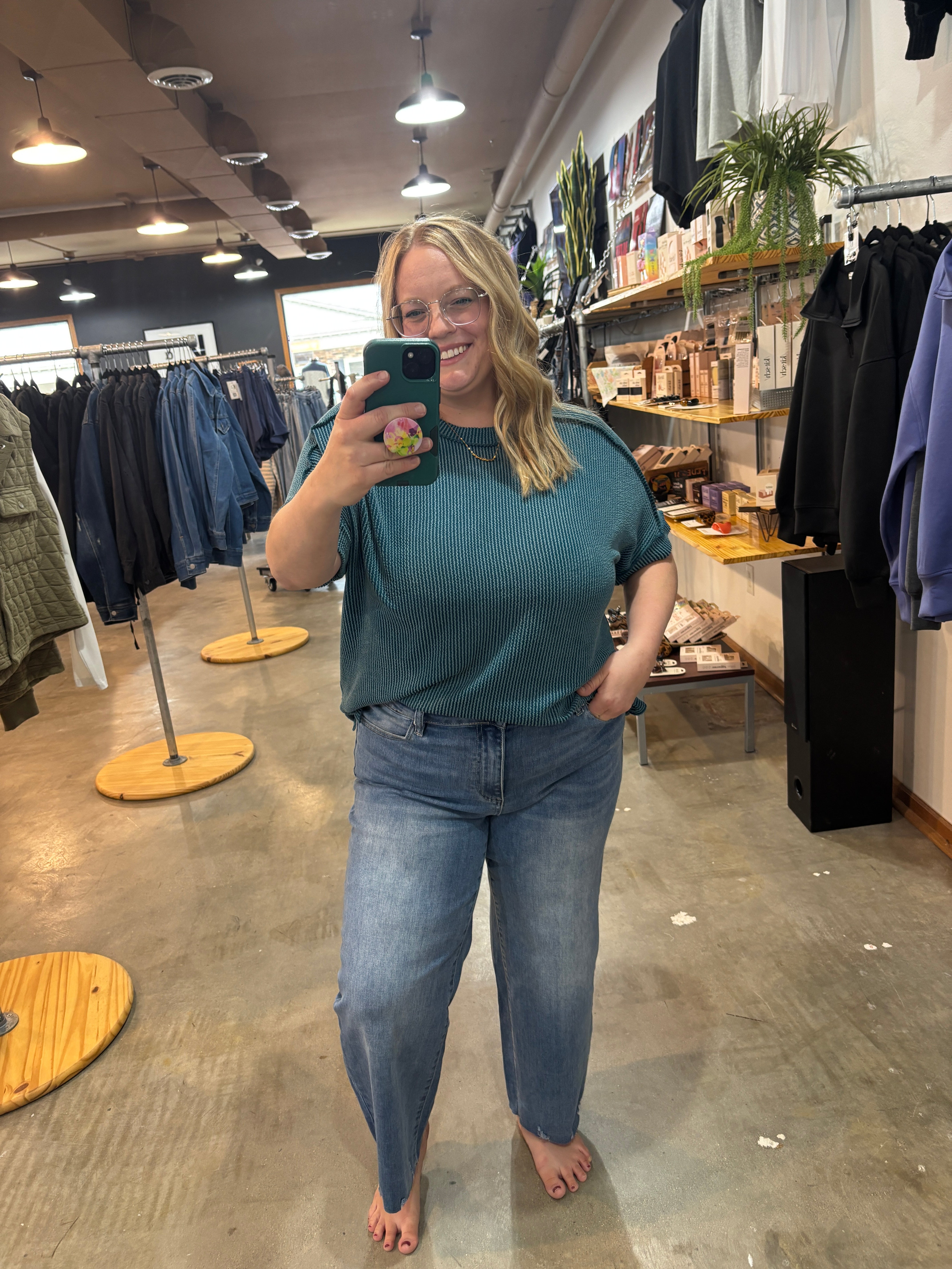 Breezy Textured Tee - Ocean Teal - K & Company