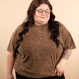 Calla Oversized Washed Tee in Brown Sugar