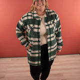 Cassidy Classic Plaid Shacket in Green and Grey