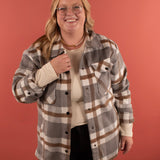 Cassidy Classic Plaid Shacket in Grey and Tan