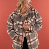 Cassidy Classic Plaid Shacket in Grey and Tan